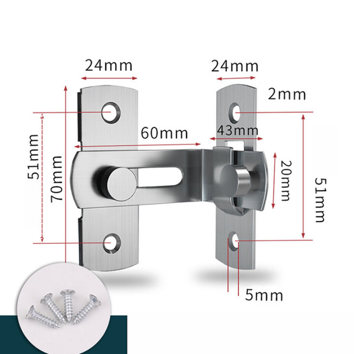KingBe Door Lock Guard Latch Bolt 90 180 Degree Stainless Steel Toggle ...