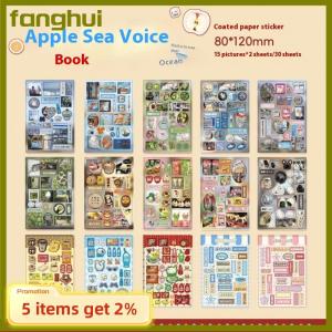 fanghui 30Sheets Kawaii Japanese Showa Style Cuisine Dessert Glitter Film Sticker Book DIY Handmade Scrapbook Aesthetic Stationery