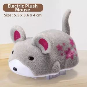 OUREAL Plastic Electric Hamster Toy Plush Simulated Cat Chasing Toy Battery-powered Cat Teasing Stick Indoor Play