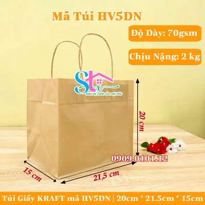 Combo 50 túi giấy kraft có quai cao cấp nhật bản Túi giấy xi măng bảo vệ môi trường túi kraft đựng quà tặng túi đựng quà