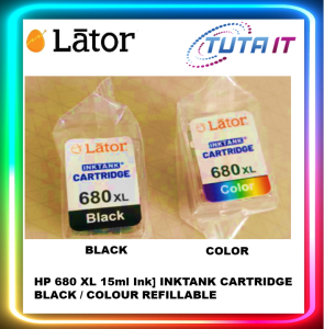 Lator HP 680XL [With 15ml Ink] INKTANK CARTRIDGE BLACK / COLOUR REFILLABLE
