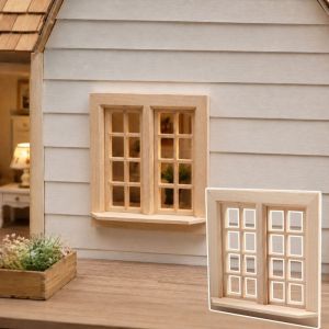 YUDESHUI Phụ kiện nhà búp bê 1:12 Mô hình cửa sổ nhà búp bê Gỗ Lắp ráp tự làm Mô hình cửa sổ vuông Mô phỏng 16 ô lưới Cửa nhà búp bê thu nhỏ Dành cho đồ chơi tự làm