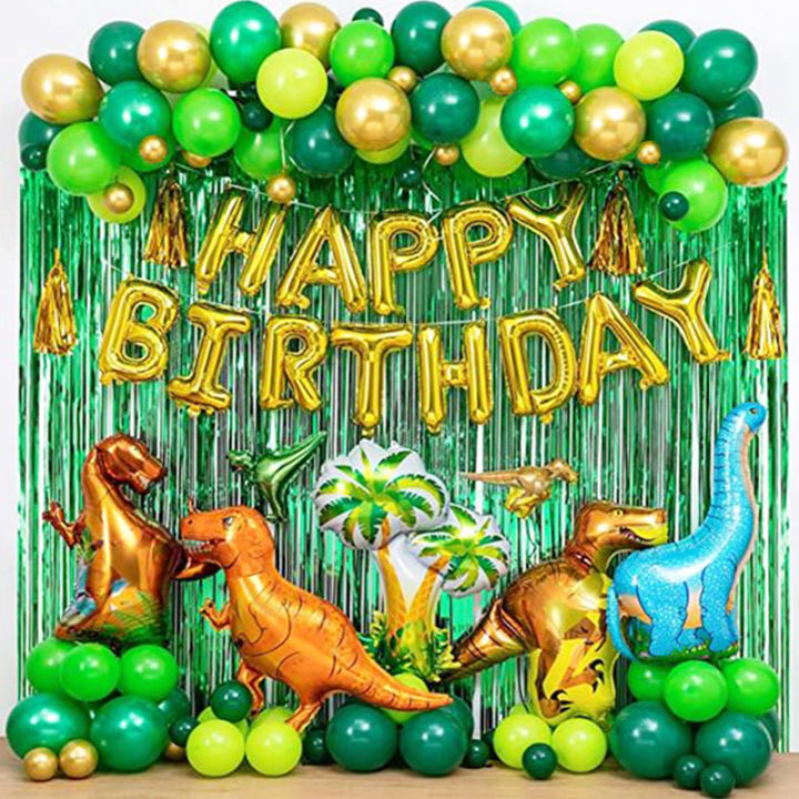 Dinosaur Balloons Set For Kids Birthday Party Decorations Green Gold ...