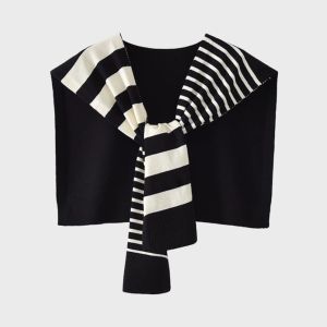 GURUNGMANI Versatile Stripes Shawl Lightweight Plus-Sized Shoulder Scarf Fashion Casual Neck Protection for Women