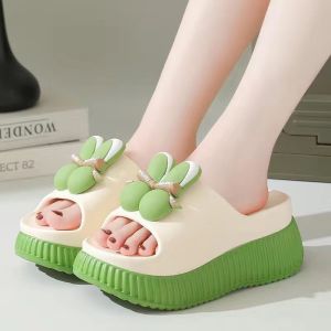 [Free Shipping] Thick-Soled High-Heeled Slippers For Women New Style Fashionable Indoor And Outdoor Slippers Summer Bathroom Non-Slip Slippers
