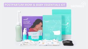 Grownsy Postpartum Mom & Baby Essential Kits Postpartum Recovery Kit for Labor &Delivery with Essentials for Women After Birth with PERI Bottle Herbal Cooling Spray Herbal Cooling Liner