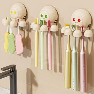 MIRACLE HOME STORE 2Pcs Wall Mounted Suction Cup Toothbrush Holder Space Saving Plastic Toothbrush Storage Rack Unique Reusable Octopus Toothbrush Organizer for Household