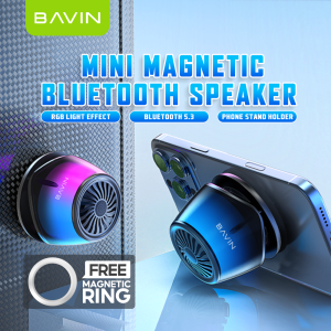 (New-Year Deals) BAVIN BM23 Mini Portable Magnetic Bluetooth Speaker with RGB Light & Phone Stand