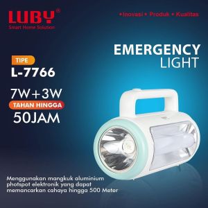 Luby Lampu Emergency 2in1 2 Sisi L-7766 7W +3W Rechargeable Tahan Hingga 50 Jam