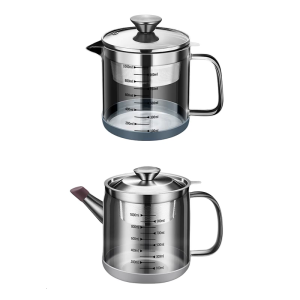 1L Glass and Stainless Steel Teas Filter Container Soybean Milk Filter Ideal for Kitchen Storage and Straining