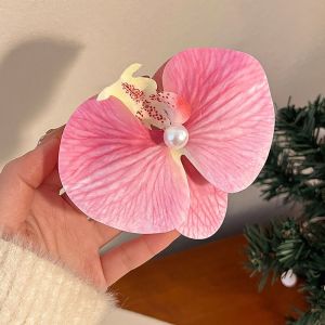 DORADO 1Pcs Phalaenopsis Pearl Hair Clip Orchid Butterfly Hair Clip Hair Accessories Duckbill Clip Bow Flower Hair Clips Durable Hair Styling Tools Silk Flower Hairpin