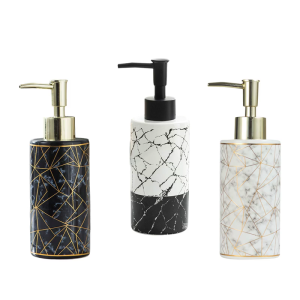 300ml Marble Ceramic Refillable Soap Dispenser Bottle Refillable Pump Bottle Container for Shampoo & Hand Sanitizer