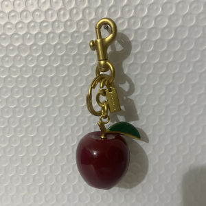 Coach Apple Key Holders Pendant Women Bags - 12cm x 4cm - Red Black Green Leaves - Gold Hardware - Official Authentic。