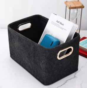 Thick Wool Self Standing Foldable Storage Box Basket Collapsible Hamper Organizer Metal Handle Bakul Home Organizer 收纳篮 Collapsible Storage Bag
