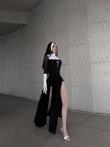 ชุดคอสเพลย์แม่ชีเซ็กซี่ ชุดดำ ชุดแม่ชี ชุดงานฮาโลวีนและงานคาร์นิวัล