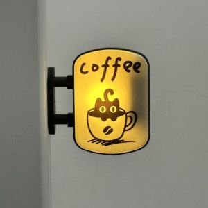 CHLOCH Coffee Corner Light Box Fridge  Atmosphere Light LED Refrigerator Decoration  Glowing Miniature Light Sign Home Decoration