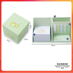 READY STOCK 450 Pcs Sticky Notes Memo with Stationery Holder Cute Ins Style Stationery Craft Gift Cards Paper Products Sticky Notes