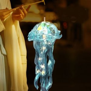 ESFDGL Colorful Colorful Jellyfish Lantern Funny Luminous Jellyfish Lamp Ancient Glowing Ocean Animals Mid Autumn Festival