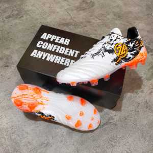 Sepatu Bola Zestien Draak FG Premium White Orange LZZD04