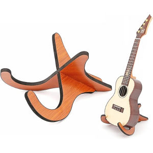 PLAYOU Ukulele Stand Acoustic Folk Guitar Violin Bracket Wooden Stand X-Frame Folding for Guitar Ukulele Violin