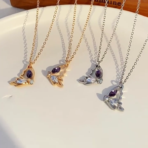 2 pcs Zircon hợp kim rỗng Bướm Dây chuyền mặt dây tình bạn khóa nam châm vài dây chuyền chạm xương quai xanh cho món quà sinh nhật