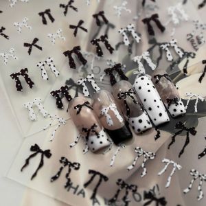 SPDD Thiết kế nơ Miếng dán móng tay hình nơ chấm bi Dopamine Tự dính Miếng dán móng tay phẳng Siêu Miếng dán móng tay Tự làm móng tay