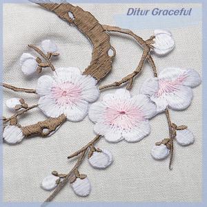 Ditur Beautiful Embroidered Plum Blossom Flower Patch Iron/Sew on Applique Motif Craft