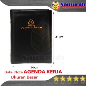 Buku Agenda Kerja Besar Kertas Bergaris - Cover Plastik Hitam 14 x 21 cm / Note Book Big Line / Buku Catatan Garis isi 125 Lembar
