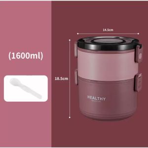 304 Stainless Steel Multi-Layer Insulated Lunch Box Womens Bento Box OfficeWorker Students Portable Lunch Insulation Bu
