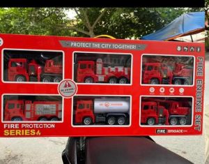 Set xe đồ chơi trẻ em6 Xe Công Trình Xe Cứu Hoả 8 xe Poli Ô Tô hoạt hình Đồ Chơi Cho Bé
