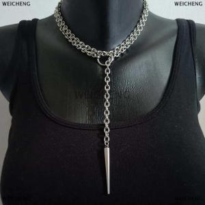 [COD] WEICHENG Punk Stud Necklace Gothic Jewelry Bat Exaggeration Y2k O-ring Design Trendy Choker For Women Man