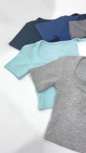 Women Button Front Short Sleeved Crop T-shirt