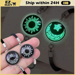 Fashion Luminous Braided Bracelets Sun Moon Lovers Adjustable Stainless Steel Romantic Sleek Bangle Link Bracelets Jewelry