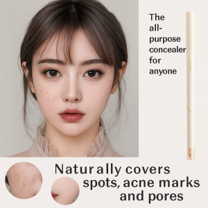 Double Headed Concealer Pen with Sponge Head to Accurately Cover Spots Acne Marks Brighten Tear Grooves Natural Skin Tone Waterproof and No Makeup海绵双头遮瑕笔