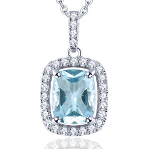 Lohaspie Jewelry Mặt dây chuyền Topaz xanh da trời 3 carat thật 925 Sterling Silver Mặt dây chuyền Topaz xanh da trời tự nhiên Đá Mặt dây chuyền nguyên bản Mặt dây chuyền thời trang cho phụ nữ Trang sức