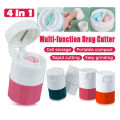 Portable Medicine Cutter Pill Cutter Box Tablet Splitter Storage Case Tablet Separator Dispenser Compartment Box. 