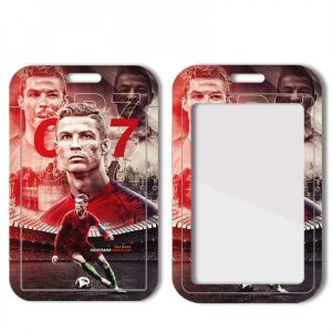 permit Card certificate holder Case Chest Card Student Meal Card Bus Pass Protective Case Neck Rope lanyardFactory Brand Work Permit Set Football Star cristiano ronaldo Portugal RM