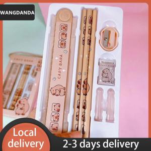 [COD] WANGDANDA Ship within 24 hours 8 In 1 Capybara Cartoon Animals Pencil Ruler Eraser Sharpener Stationery Set Student School Office Writing Supplies Kids Gift