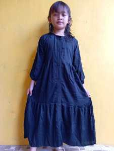 Gamis Anak Perempuan Polo Linen Polos Usia 3-10 Tahun Dress