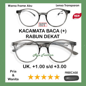 BISA COD - Kacamata Plus Frame Abu Bening Kacamata RABUN JARAK DEKAT Tersedia Ukuran +1.00 sampai +3.00 Bentuk Kotak Ujung Gagang Lentur - BISA UNTUK PRIA WANITA - FASHION TERKINI