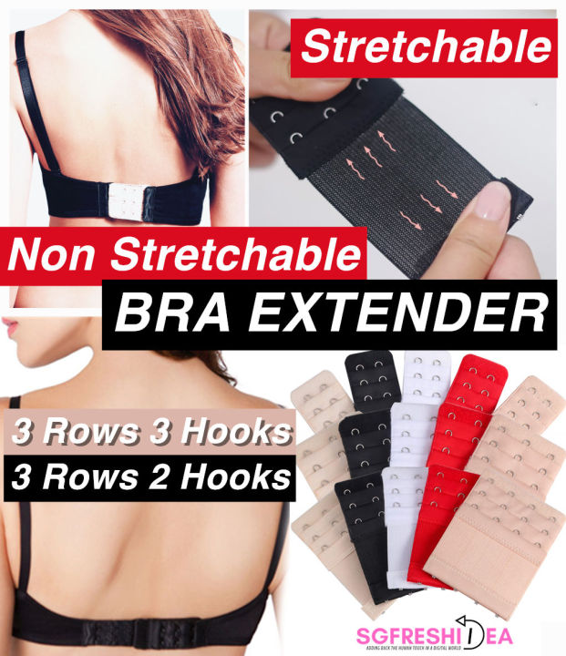 Bra Extender Straps Stretchable & Non-stretchable Lingerie Accessories 2 3  4 Rows & Hooks Underwear Back Strap Extension Elastic Strong Grip Durable  Women