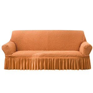 European Style Skirt Sofa Cover 1 2 3 4 Seater L-Shape Slipcover Sarung Home Room Decoration Protector Slip Cushion with Free Pillow Cover and Foam Stick