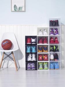 Transparent plastic shoe detachable storage foldable flip-top style thickened shoe storage organizer dustproof