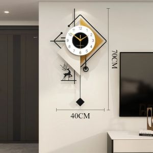 xpkQ Luxury Wall Clock Modern Silent Wooden Metal Wall Clocks Elegant Minimalist Watches House Living Room Decoration Accessories K7M2P