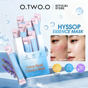 O.TWO.O Hyssop Facial Mask Soothing & Hydrating Essence Sheet Mask with Hyaluronic Acid Strengthens Skin Barrier & Boosts Glow 12PCS