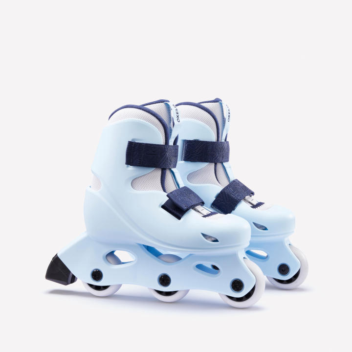 Decathlon Kids Beginner Inline Skates Adjustable Size Light Blue