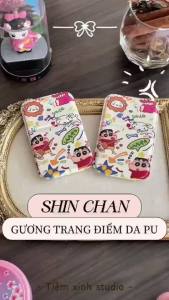 Gương trang điểm Shin-chan — nhỏ gọn bao da PU chắc chắn gấp gọn bỏ túi . Phụ kiện xinh xắn cho cô nàng điệu đà