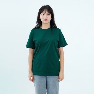 Kaos Polos Wanita Oneck Lengan Pendek Bahan Katun Combed 30s Warna Forest Green