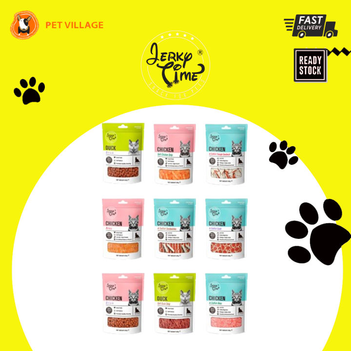 JERKY TIME Real Meat Cat Treats CHICKEN/DUCK SERIES 80g Lazada