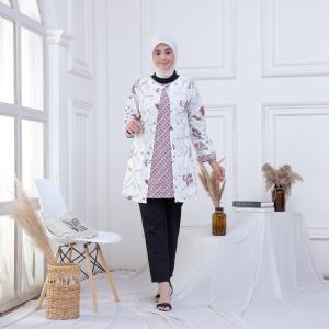 ARINA - Atasan Wanita - Tunik Batik - Kemeja Batik Lengan Panjang Standar Jumbo M L XL XXL